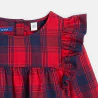 Girls' red check ruffled blouse