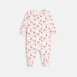 Baby girls' pink velvet floral sleep suit