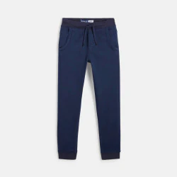 Plain-colored stretch canvas jogpants