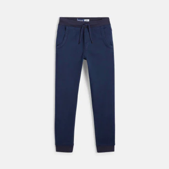 Plain-colored stretch canvas jogpants