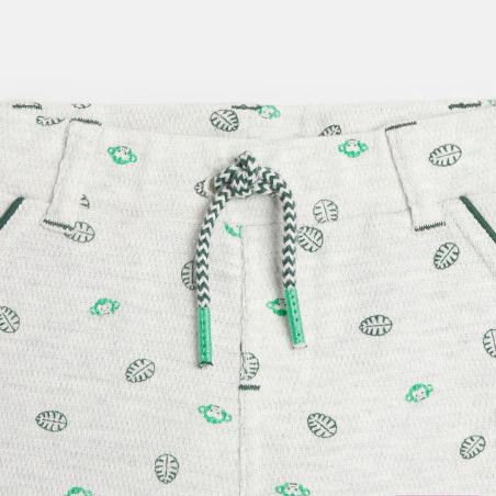 Leaf and monkey print soft knit shorts