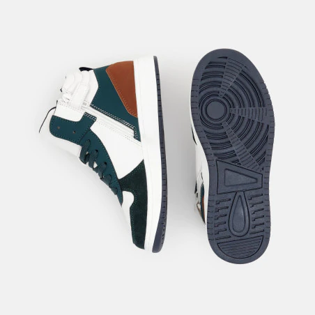 Boys' green high-top street-style trainers