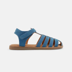 Multi-strap leather sandal with Velcro