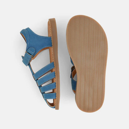 Multi-strap leather sandal with Velcro