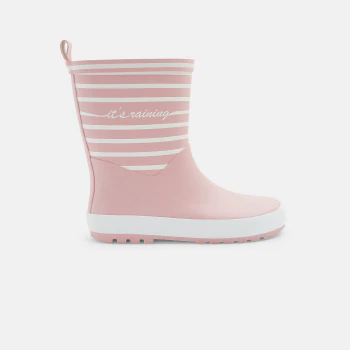 Girls' pink striped rain boots