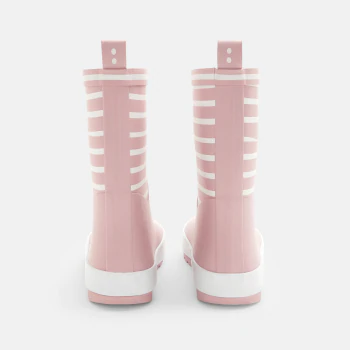 Girls' pink striped rain boots