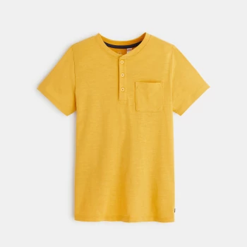 Boy's plain yellow Henley-neck T-shirt