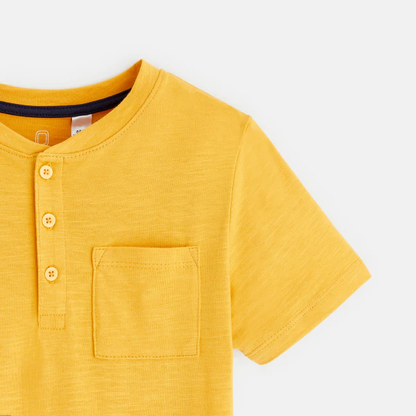 Boy's plain yellow Henley-neck T-shirt