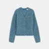 Girls' blue button-up ribbed cardigan