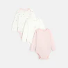 Newborn pink cat bodysuit with US-style collar (set of 3)