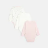 Newborn pink cat bodysuit with US-style collar (set of 3)