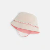 Baby girl's reversible pink fabric bucket hat with ruffle