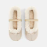 Girls' yellow ballerina slippers with shiny faux fur