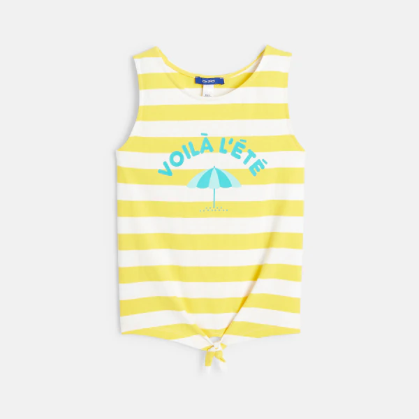 Striped tie-hem tank top