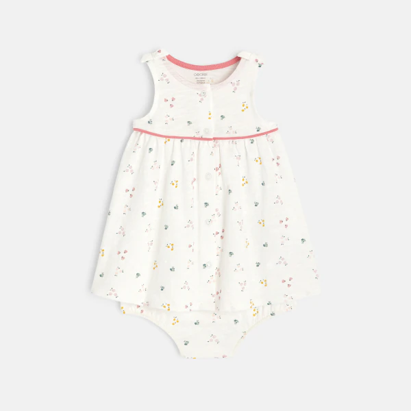 Floral print strap dress and bloomers