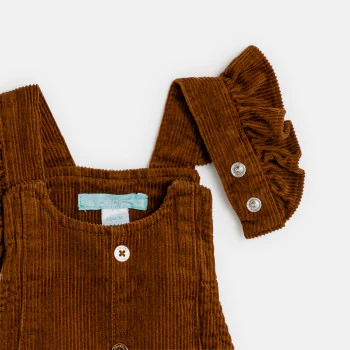 Baby girls' short brown corduroy dungarees