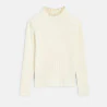 Girls' white ribbed neck jumper