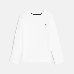 Boys' plain white long-sleeved T-shirt