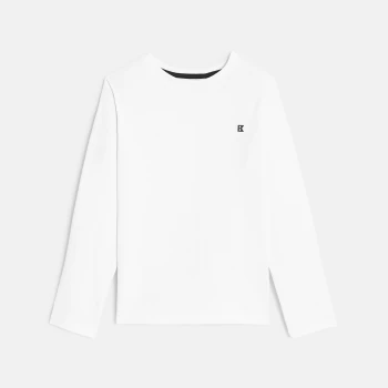 Boys' plain white long-sleeved T-shirt