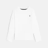 Boys' plain white long-sleeved T-shirt