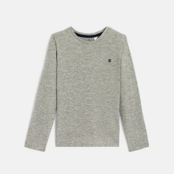 Boys' plain grey long-sleeved T-shirt