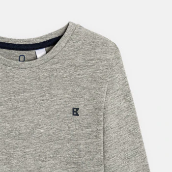 Boys' plain grey long-sleeved T-shirt