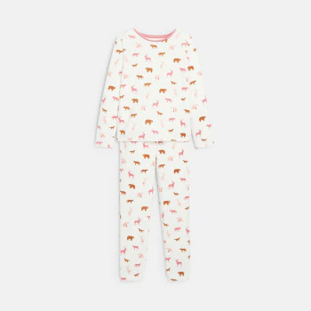 Girls' pink printed velvet pyjamas