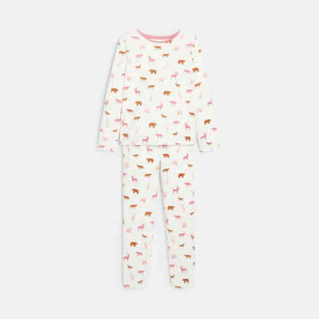 Girls' pink printed velvet pyjamas