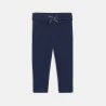 Baby girls' blue knitted trousers with elasticated waistband