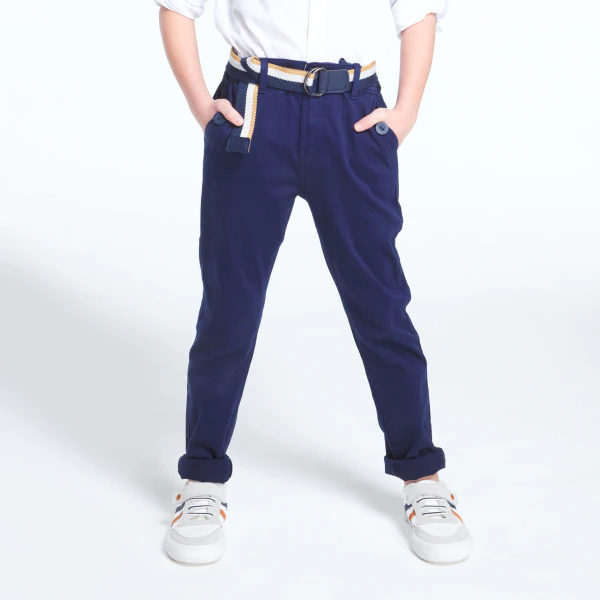 Canvas chino pants with belt