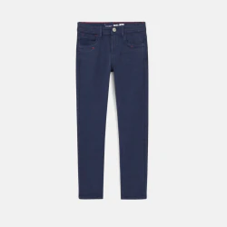 Plain slim-fit fabric trousers