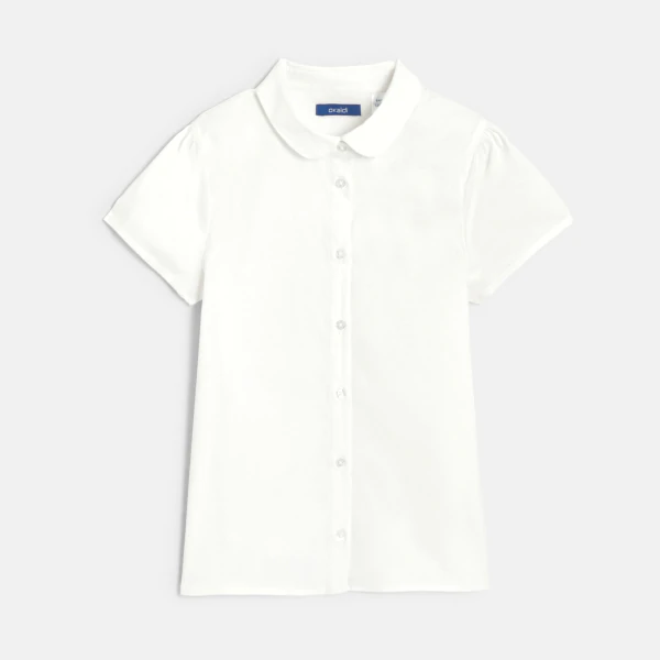 Girls' plain white blouse with Peter Pan collar