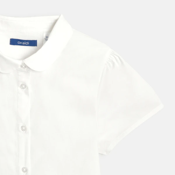 Girls' plain white blouse with Peter Pan collar