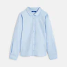 Girls' plain turquoise shirt with Peter Pan collar