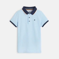 Piqué polo shirt with coloured collar