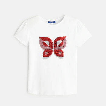 Magical sequin T-shirt with butterfly pattern