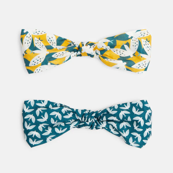 Girls' yellow printed headbands (set of 2)