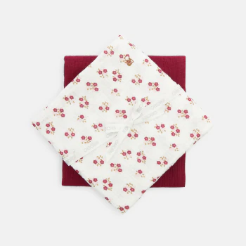 Newborns' pink cotton muslin squares (set of 2)