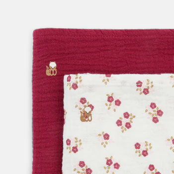 Newborns' pink cotton muslin squares (set of 2)