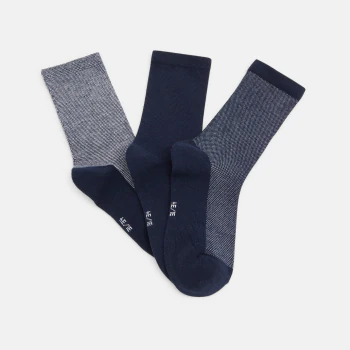 Boys' blue socks (pack of 3 pairs)