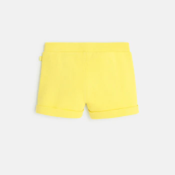 Baby girl's yellow fleece shorts with pleats