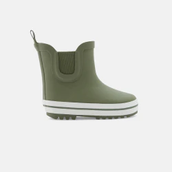 Boys' green fur-lined rain boots