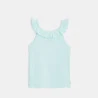 Girl's plain blue ruffle-collar vest top