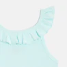 Girl's plain blue ruffle-collar vest top