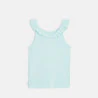 Girl's plain blue ruffle-collar vest top