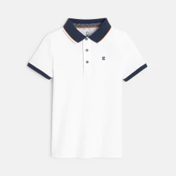 Pique polo shirt with a colorful collar