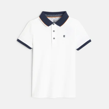 Pique polo shirt with a colorful collar