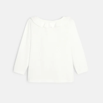 Trendy knit t-shirt with a frilled collar