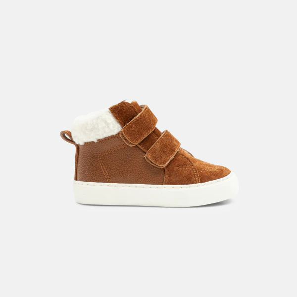 Furry hi-top trainers with velcro