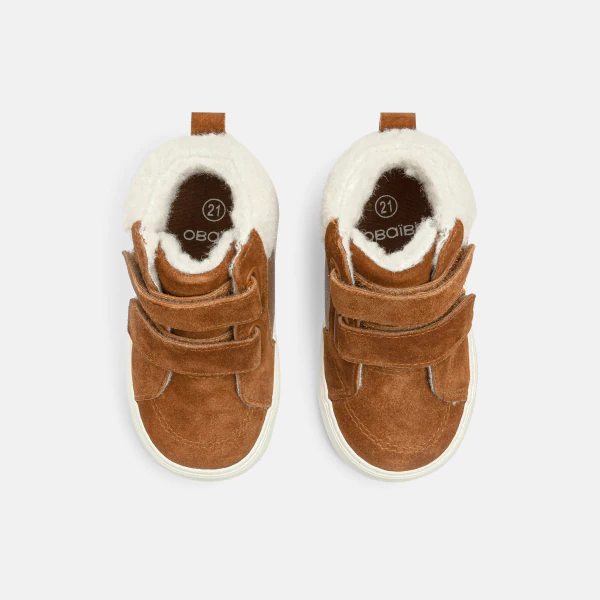 Furry hi-top trainers with velcro